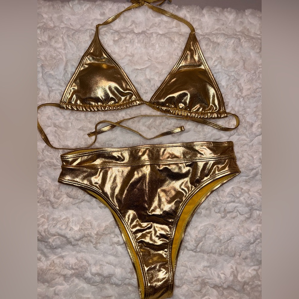 Fashion Nova Gold Bikini Set